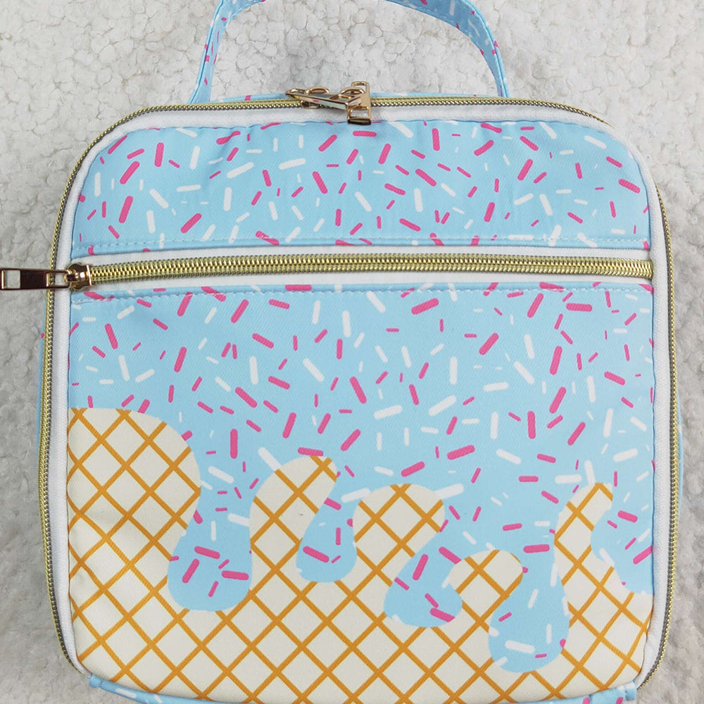 USA Shop (in stock)BA0296 RTS NO MOQ Baby Bags Light blue ice cream sprinkle kids lunch box