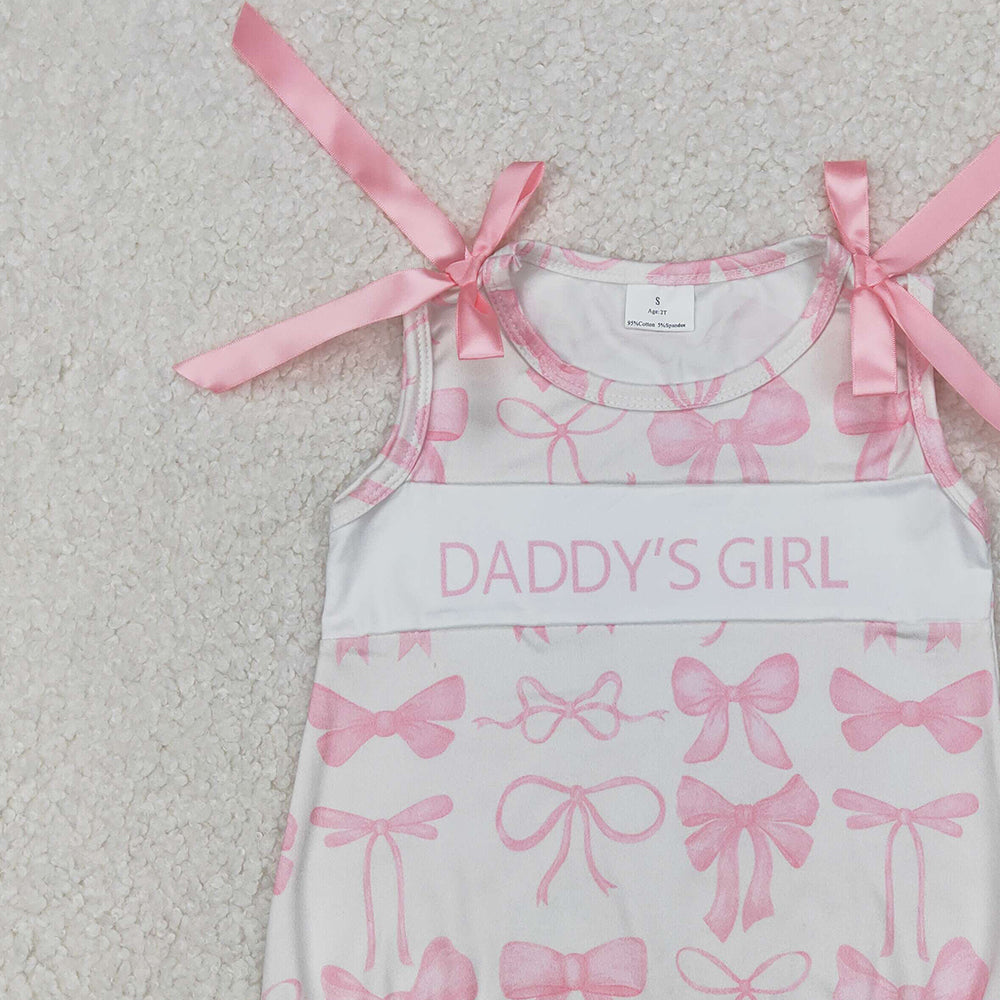 5.16 SR2818 RTS NO MOQ Baby Girls Summer Rompers Sleeveless pink bow daddy's girl summer romper