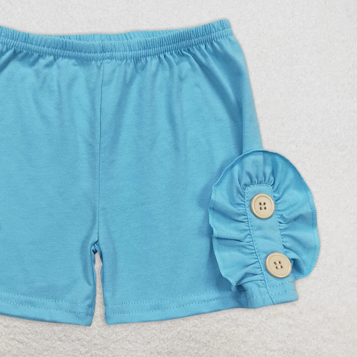 SS0191 RTS NO MOQ Baby Girls Summer Shorts Baby Girls Summer Light Blue Cotton Buttons Shorts