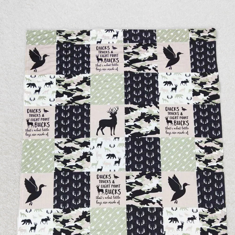 USA Shop (in stock)BL0071 RTS NO MOQ Baby Blankets Baby Kids Green Hunting Deer Minky Blankets