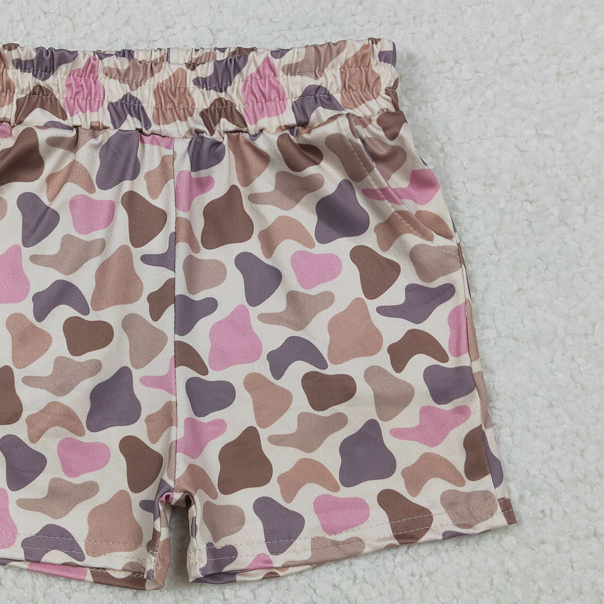 12.24 RTS NO MOQ (In stock)SS0757 Baby Girls Summer Shorts Baby Girls Southern Brown Pink Camo Pockets Shorts Bottom