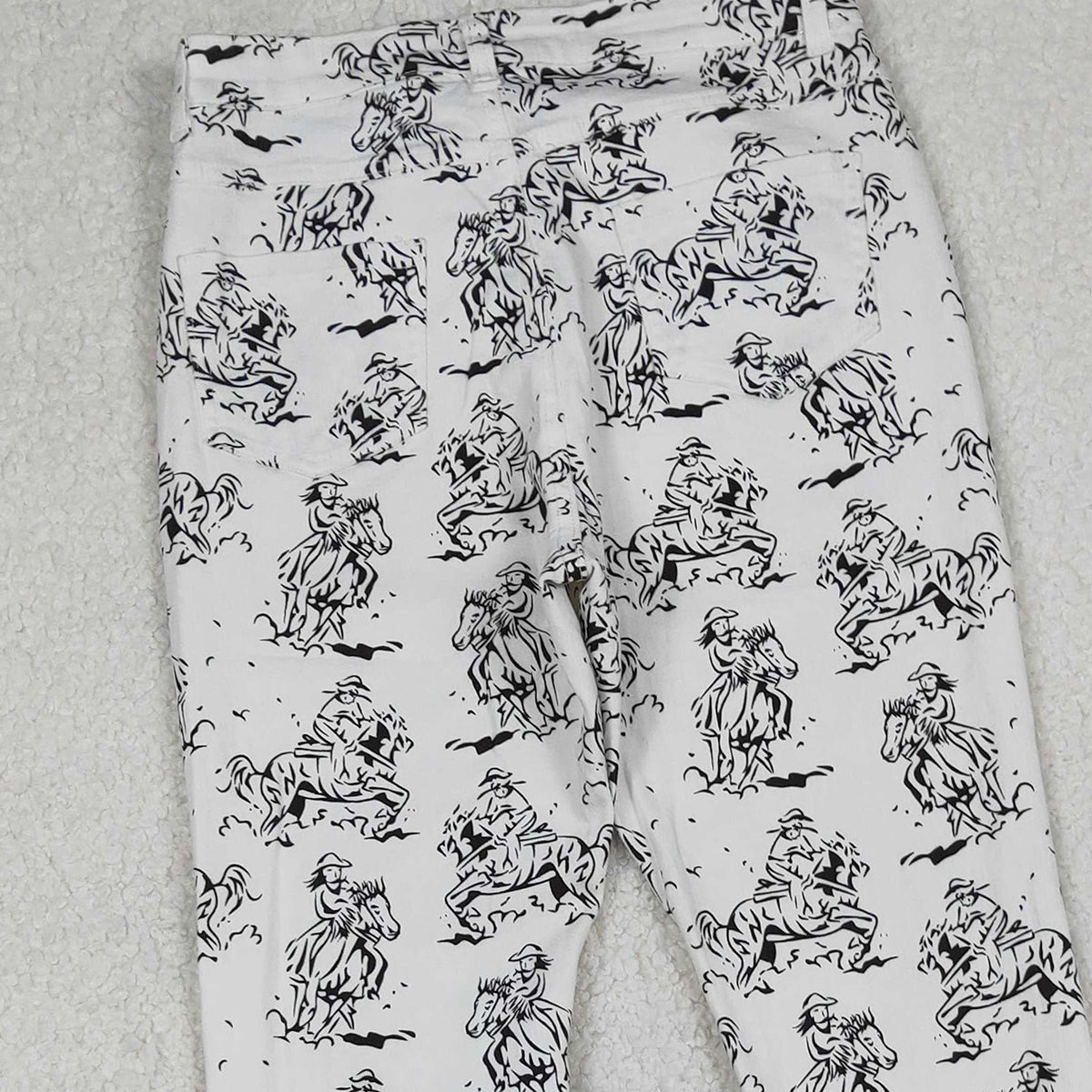 10.16 RTS NO MOQ (In stock)P0296 Adult Women White Western Rodeo Denim Bell Bottom Pants Jeans