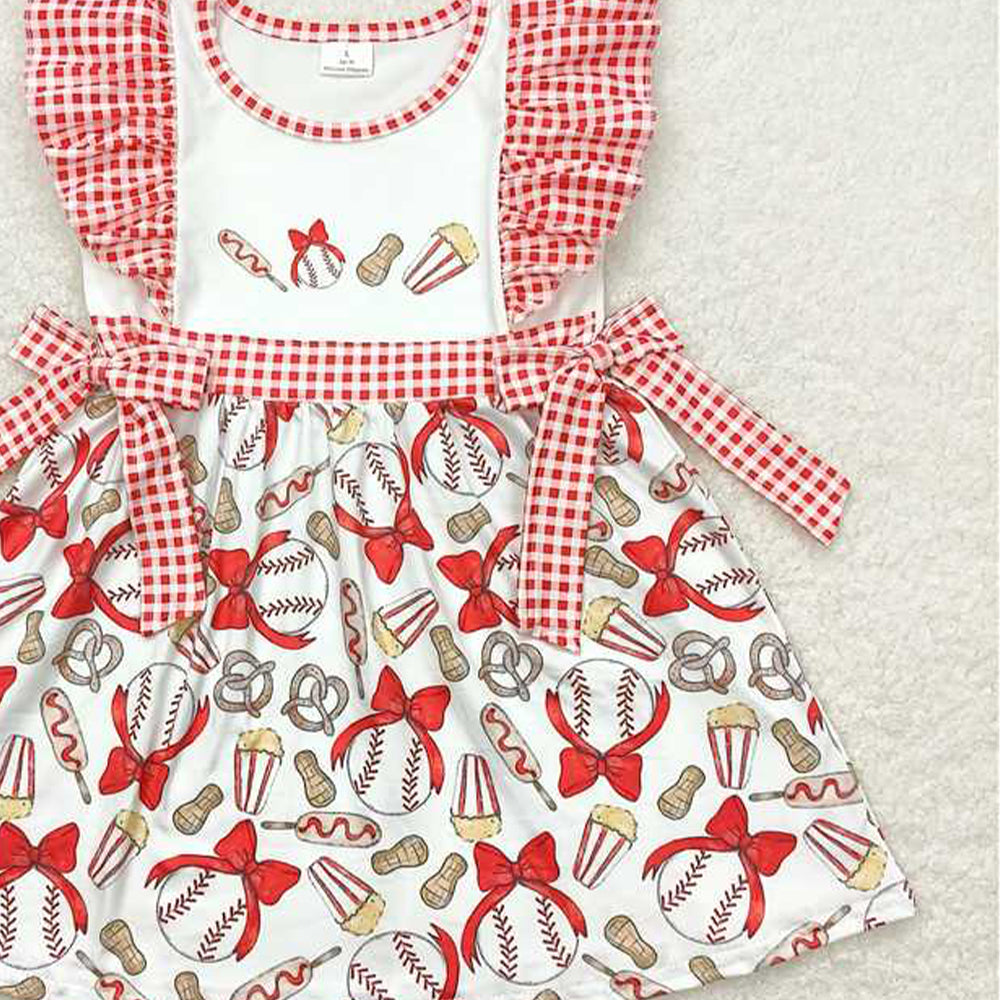 5.16 GSD0712 RTS NO MOQ Plaid flutter sleeves baseball baby girls dresses