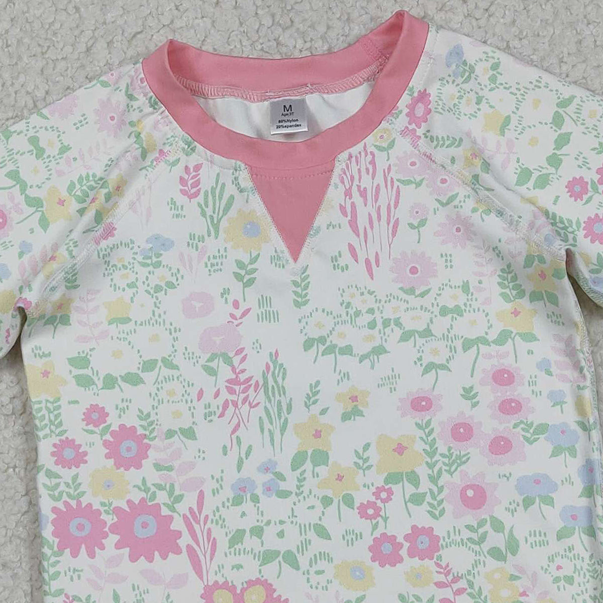 12.27 RTS NO MOQ (In stock)GT1299 Baby Girls Pink Flowers Long Sleeve Yoga Active Tee Shirts Top
