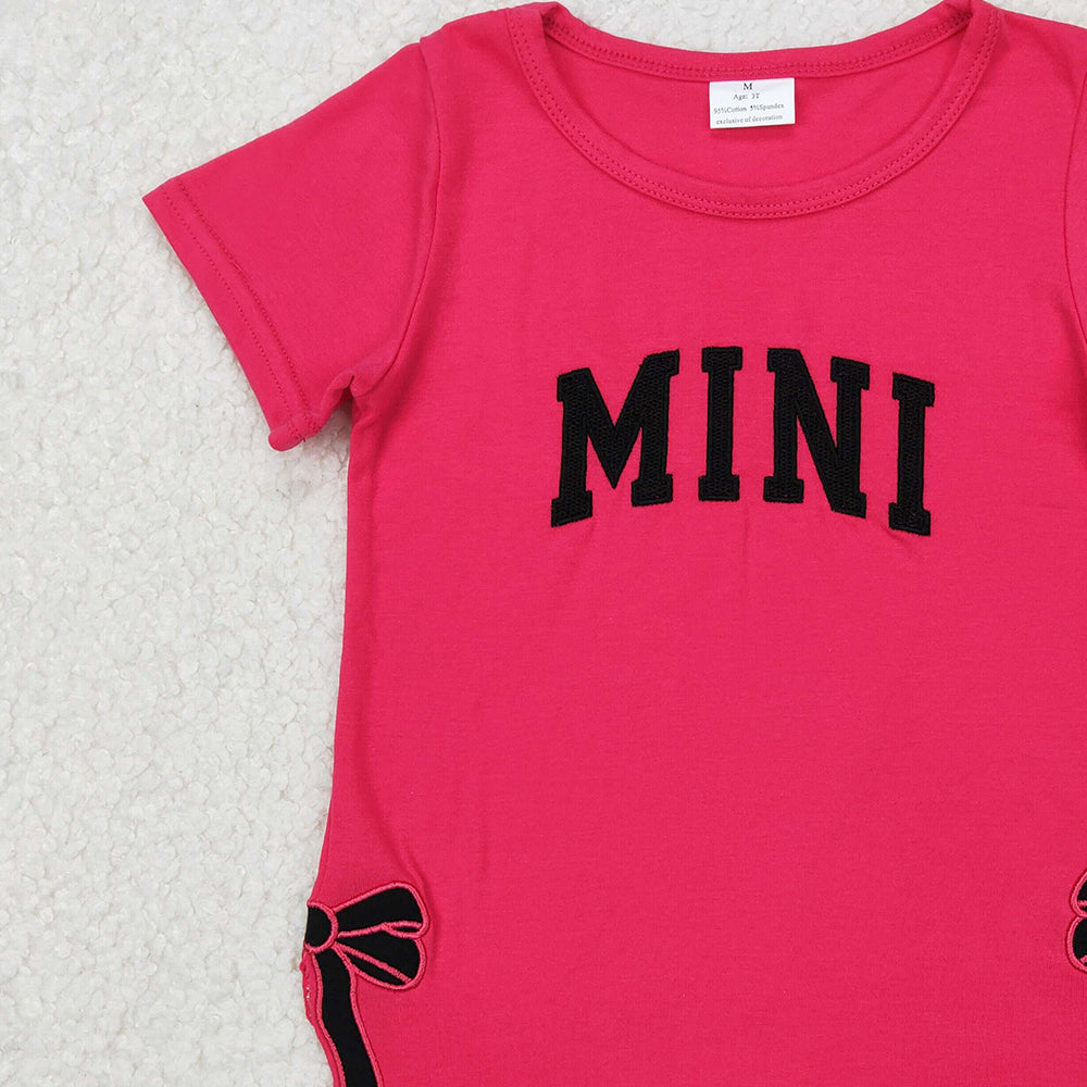 5.16 GT0917 RTS NO MOQ Hot pink short sleeves mini bow baby girls shirt