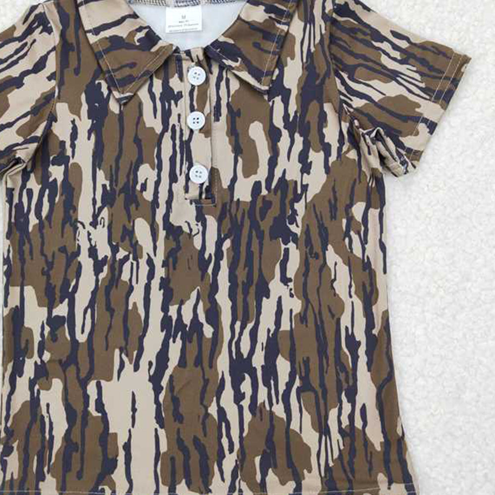 4.12 BT1207 RTS NO MOQ Bottomland camo short sleeves boys polo shirt