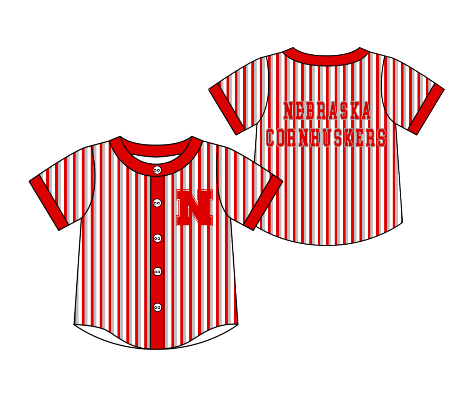 3.5 CUSTOM MOQ 5 Cute Kids Clothing Baby Kids Red Gray Stripe Short Sleeve Team T-shirts Top