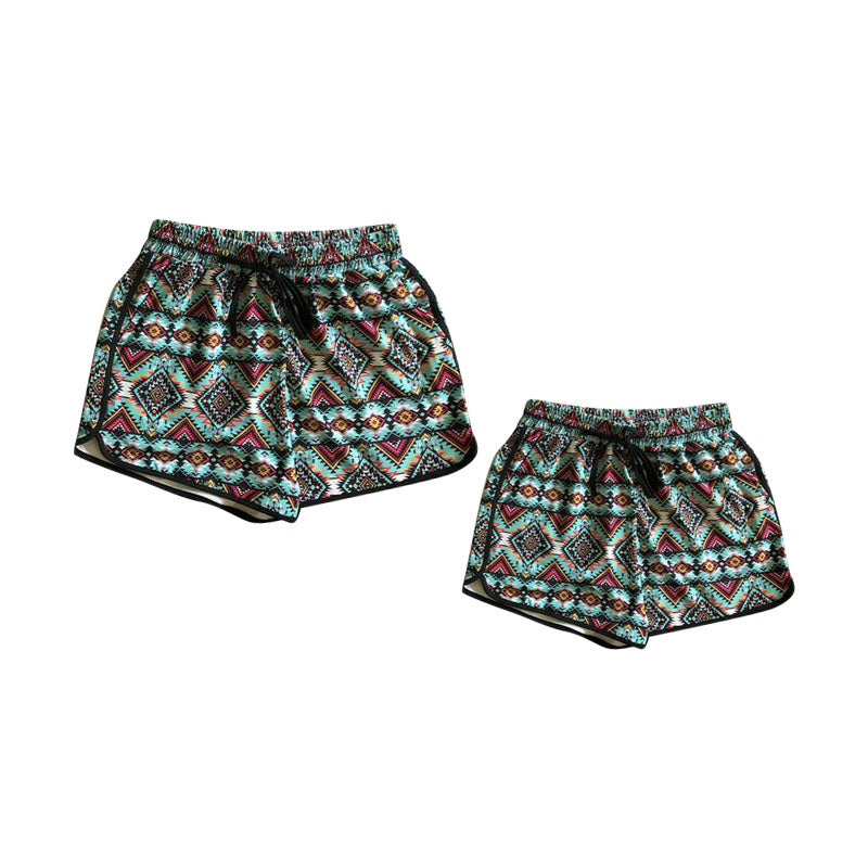 Aztec Western Women's Summer Shorts Adult Printed Loose Fit Knee-Length Casual Cotton Pants for Women