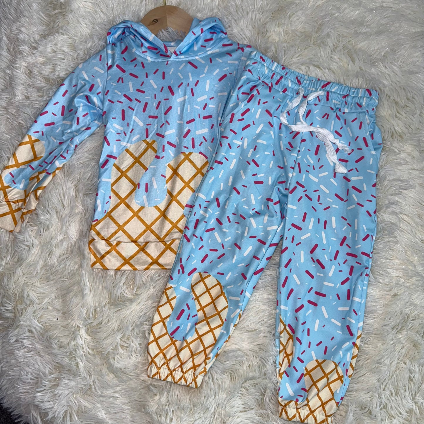 11.12 RST BT1270 + P0814 Baby Boys Blue Team Sprinkles Drips Long Sleeves Hoodies Tops Pockets Yoga Active Pants