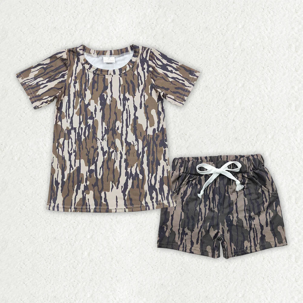 12.6 RTS Sibling Baby Boys Southern Camo Top Pockets Shorts Clothes Sets