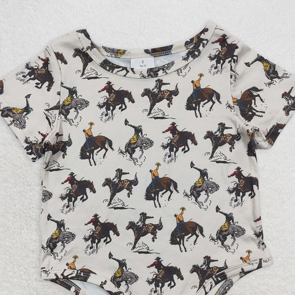 SR0306RTS NO MOQ Baby Boys Summer Rompers Baby Boys Western Rodeo Summer Rompers