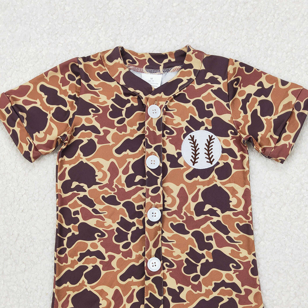 4.14 BT1102 RTS NO MOQ Brown camo short sleeves baseball kids boys shirt