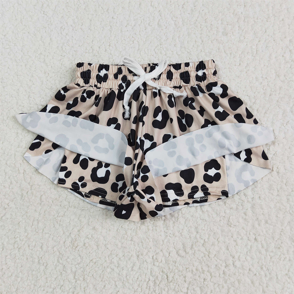 USA Shop (in stock)SS0585 RTS NO MOQ Baby Girls Summer Shorts Baby Girls Black Leopard Summer Shorts Bottoms