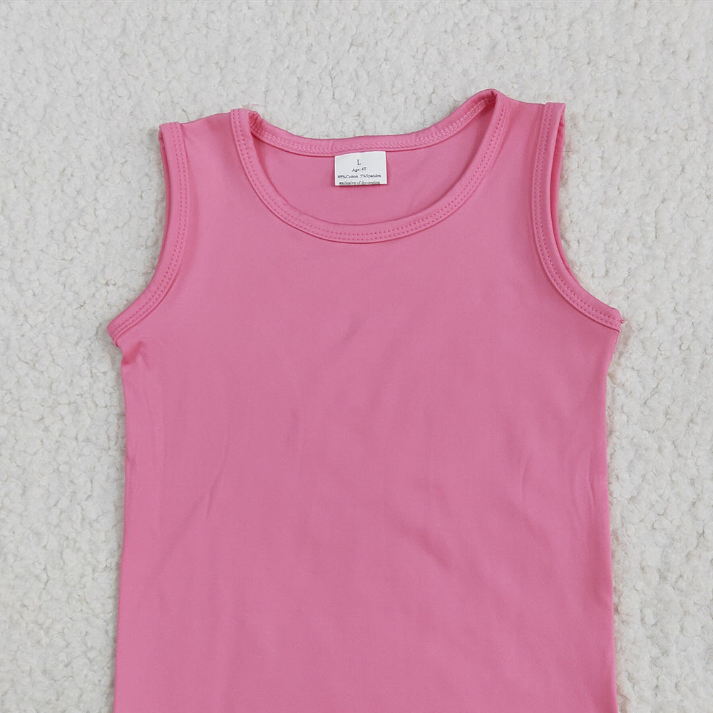 6.25 GT0983RTS NO MOQ Baby Girls Summer Yoga Tank Top Baby Girls Pink Sleeveless Vests Top