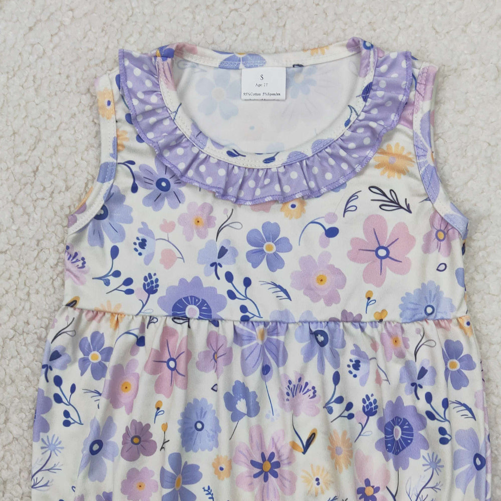 4.07 SR2883 RTS NO MOQ Baby Girls Summer Rompers Sleeveless polka dots ruffle floral baby girls romper