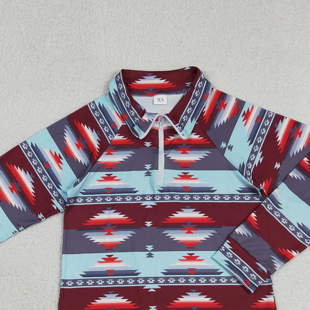 12.16 RTS NO MOQ (In stock)GT0877 Adult Women Long Sleeve Western Aztec Zipper Pullovers Tops