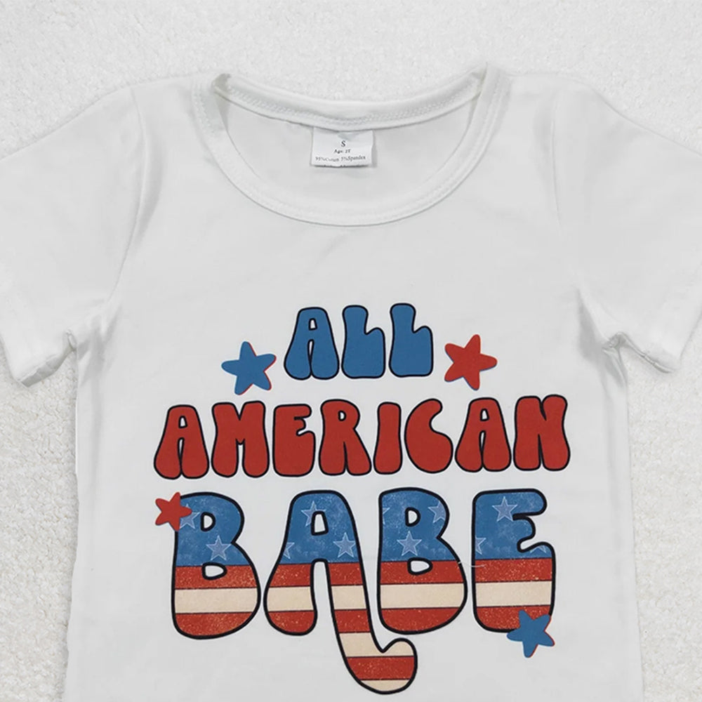 GT0179 RTS NO MOQ Baby Girls Summer Tops Baby Girls All American Babe Short Sleeve Shirts Tops