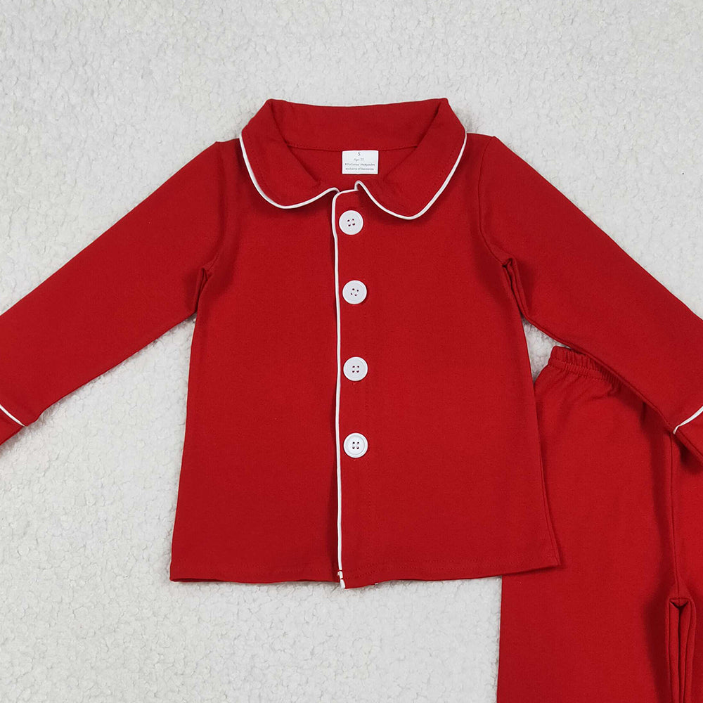 RTS NO MOQ (In stock)BLP1267 Baby Boys Winter Outfits red color cotton Christmas pajamas pants clothes sets