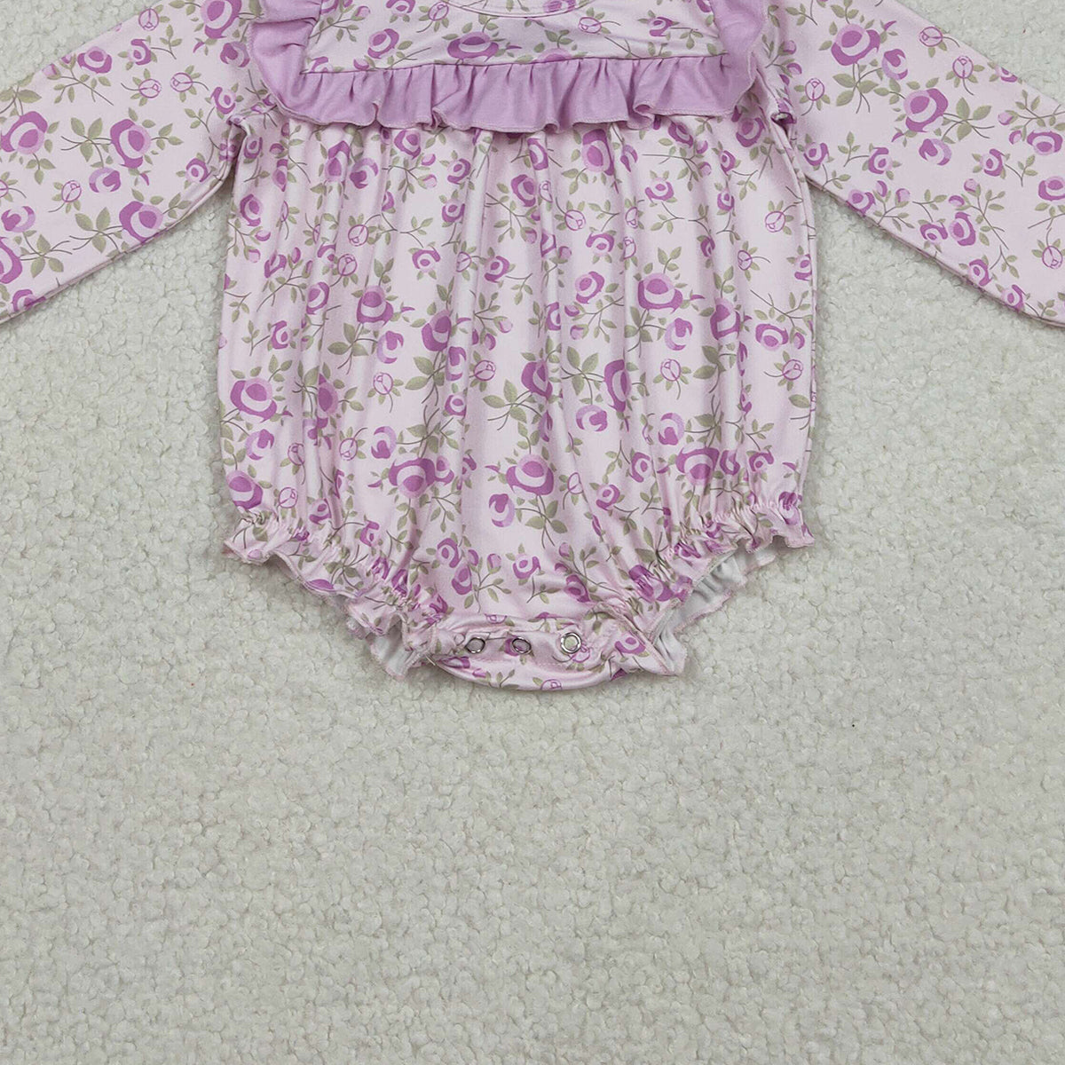 12.9 RTS NO MOQ (In stock)LR2624 Baby Girls Winter Rompers Baby Girls Long Sleeve Flowers Ruffle Rompers