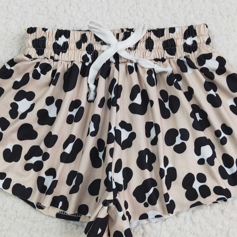 USA Shop (in stock)SS0585 RTS NO MOQ Baby Girls Summer Shorts Baby Girls Black Leopard Summer Shorts Bottoms