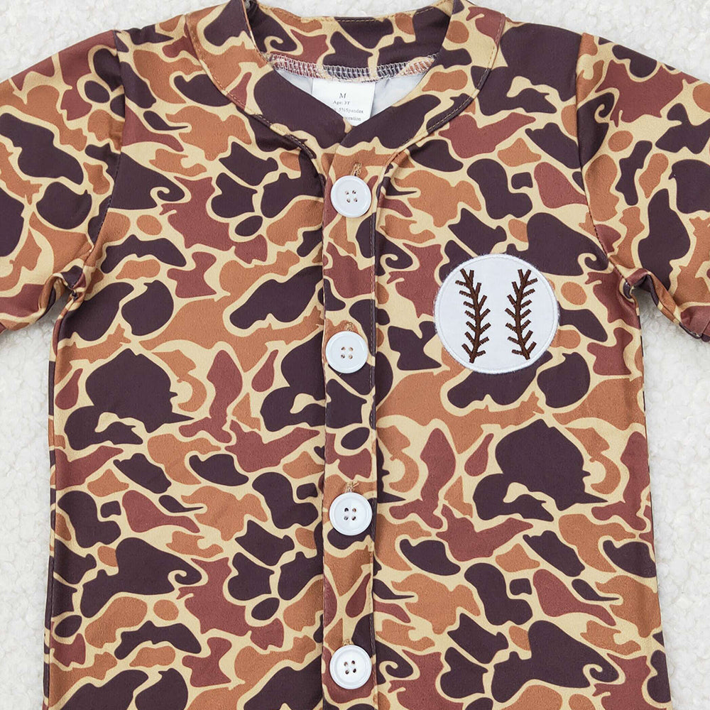4.14 BT1102 RTS NO MOQ Brown camo short sleeves baseball kids boys shirt