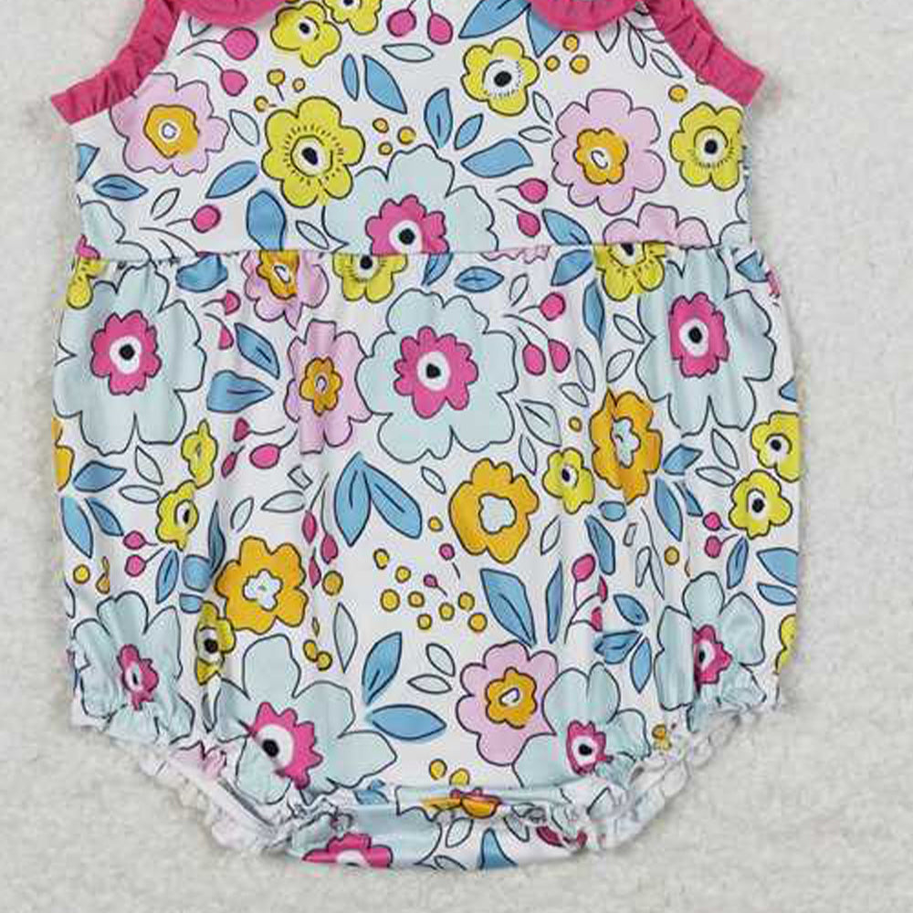 4.18 SR1161 RTS NO MOQ Floral sleeveless baby girls summer romper