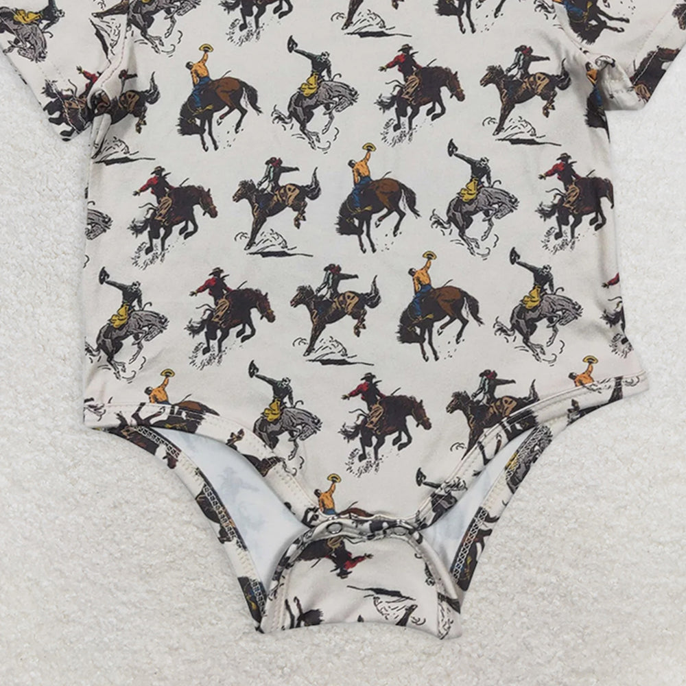 SR0306RTS NO MOQ Baby Boys Summer Rompers Baby Boys Western Rodeo Summer Rompers