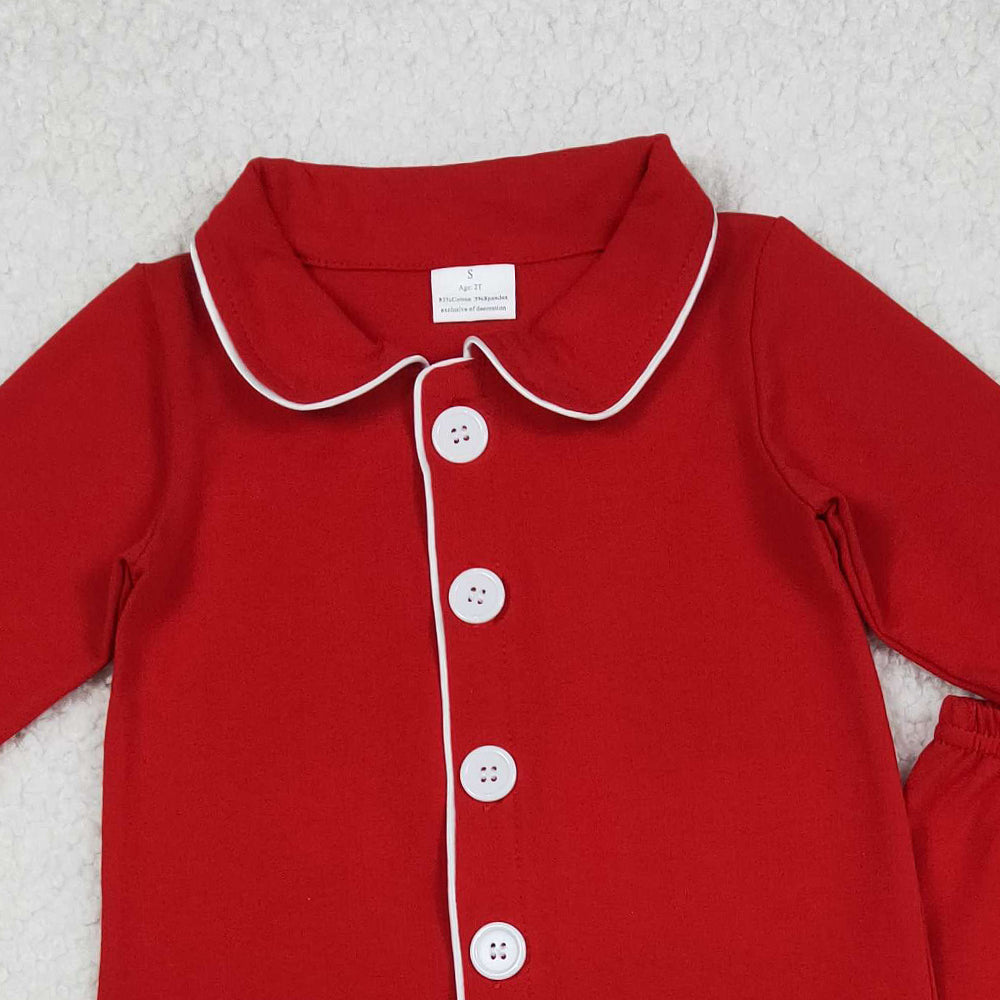 RTS NO MOQ (In stock)BLP1267 Baby Boys Winter Outfits red color cotton Christmas pajamas pants clothes sets