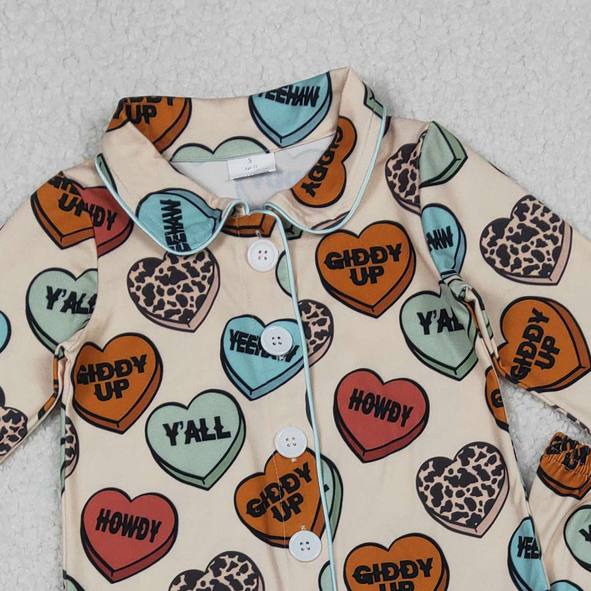 10.23 RTS NO MOQ (In stock)BLP1284 Baby Boys Winter Outfits Baby Boys Long Sleeves Hearts Button Top Pants Valentine Pajamas Sets