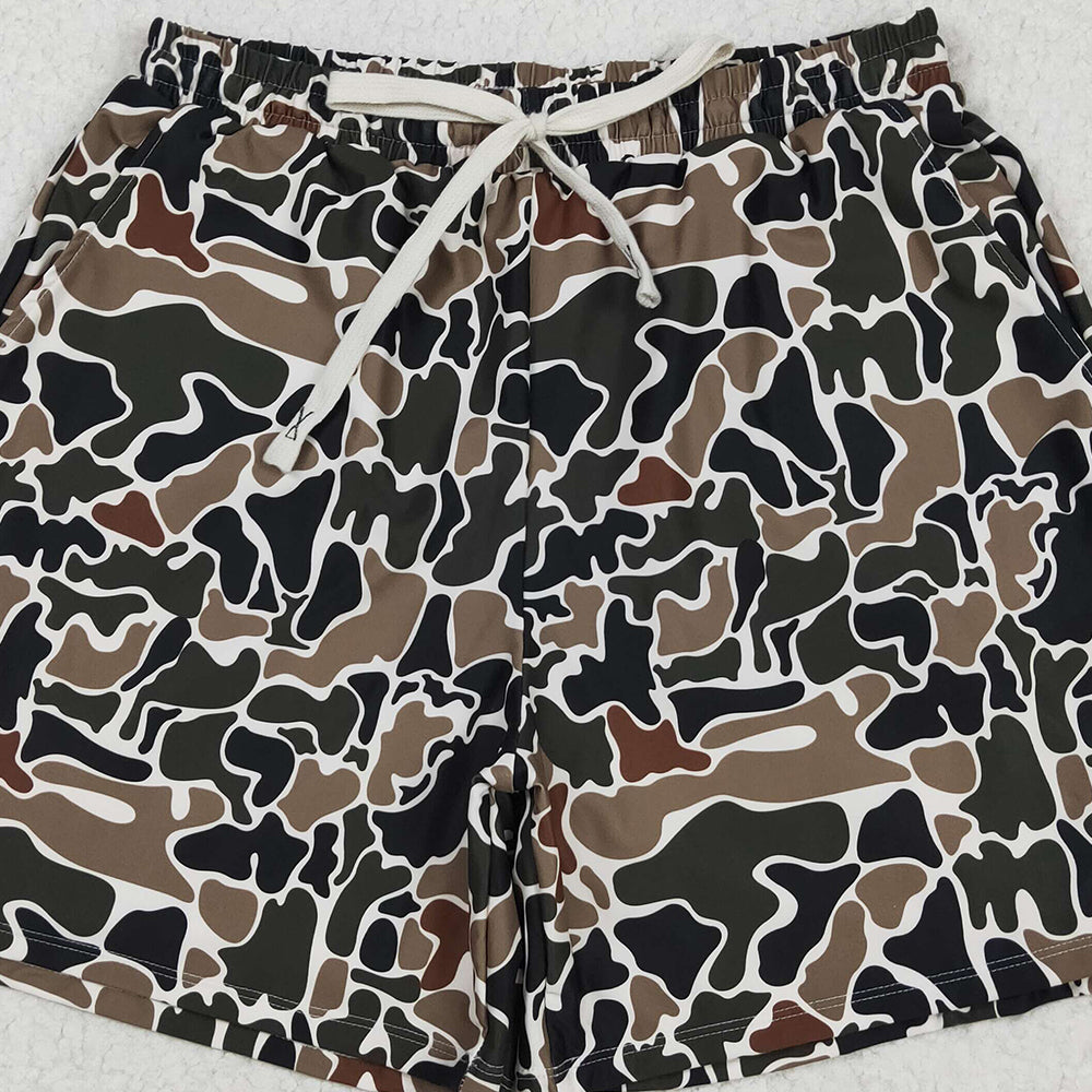 S0478 RTS NO MOQ Adult Men's Swimsuits Brown camo summer adult men swim trunks