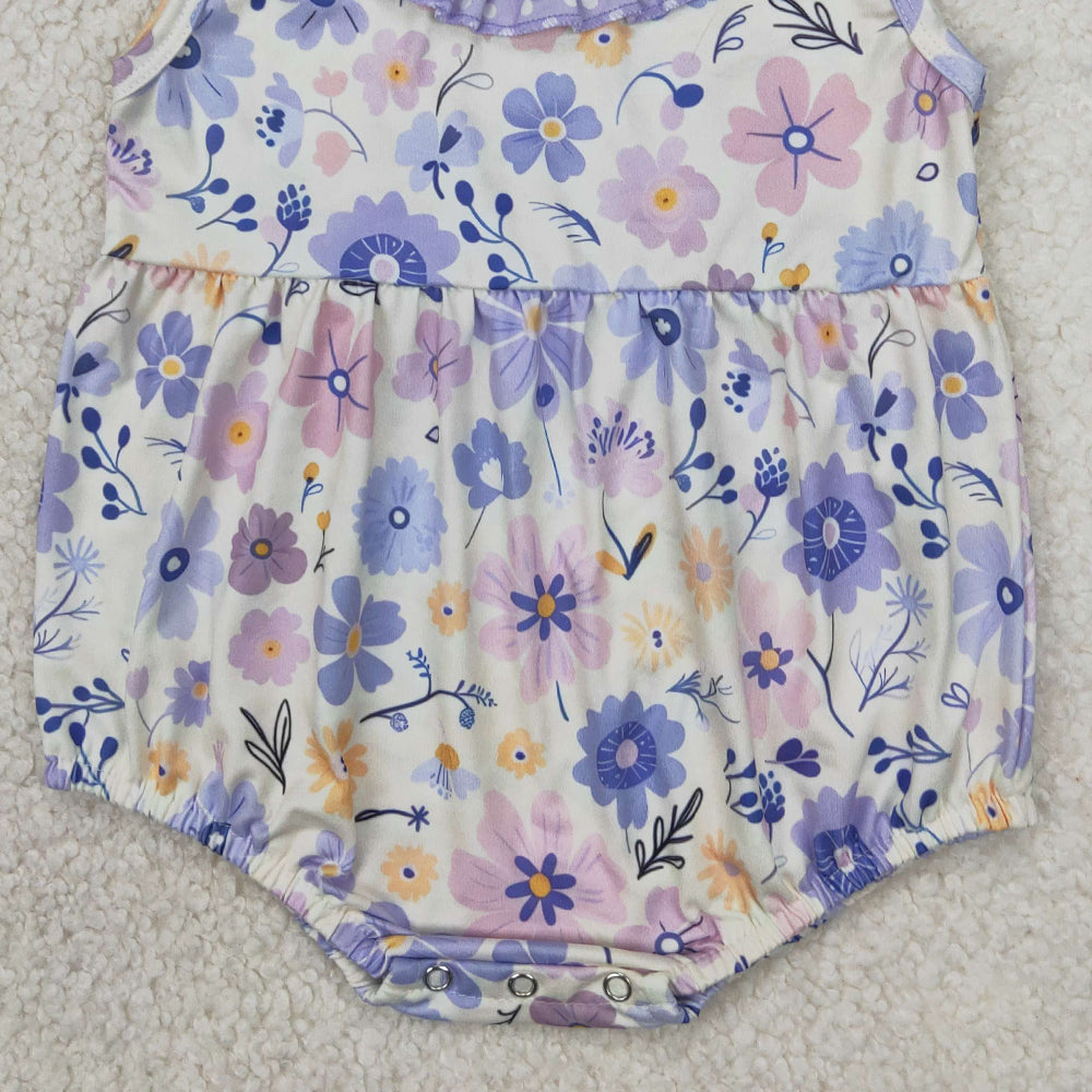 4.07 SR2883 RTS NO MOQ Baby Girls Summer Rompers Sleeveless polka dots ruffle floral baby girls romper