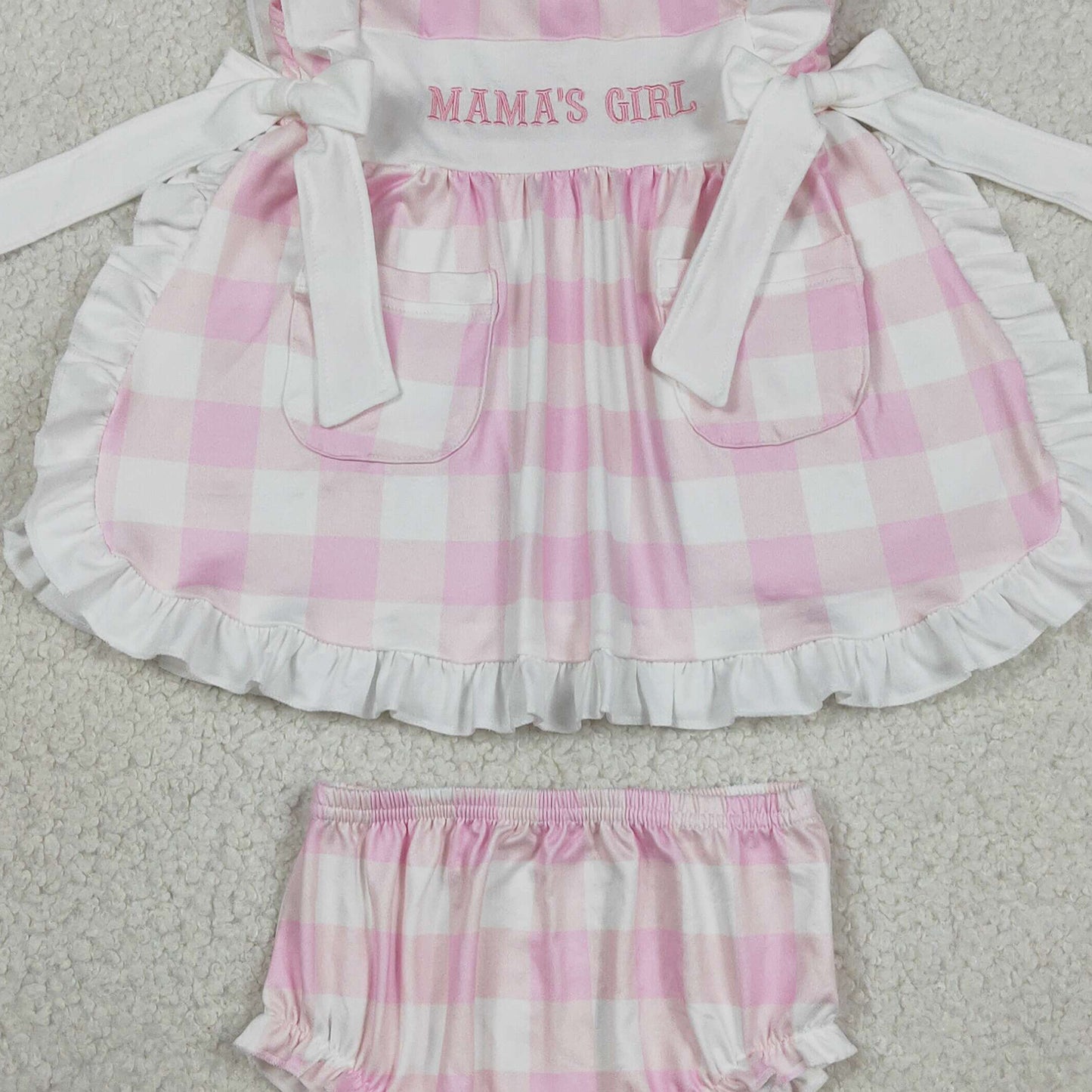 GBO0495 RTS NO MOQ (In stock)Flutter sleeves mama's girl embroidery plaid girls outfits