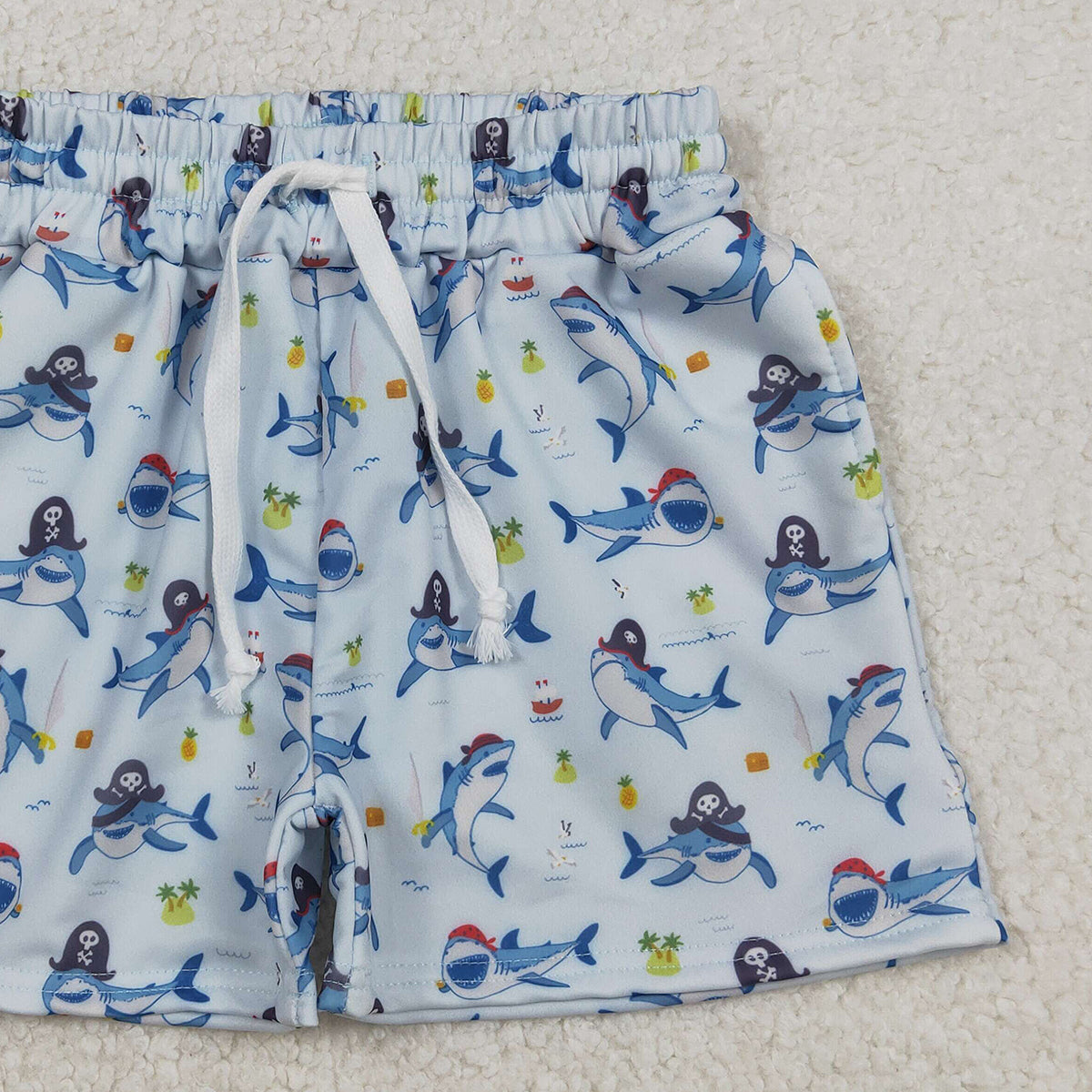 12.27 RTS NO MOQ (In stock)S0586 Baby Boys Summer Shorts Baby Boys Sea World Sharks Swimming Trunks Bottom