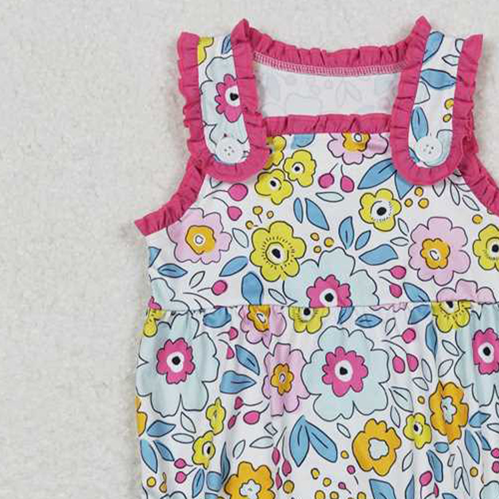 4.18 SR1161 RTS NO MOQ Floral sleeveless baby girls summer romper