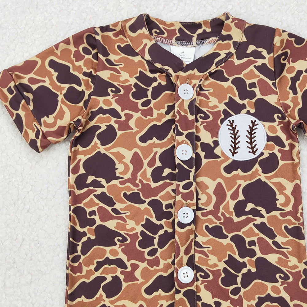 4.14 BT1102 RTS NO MOQ Brown camo short sleeves baseball kids boys shirt