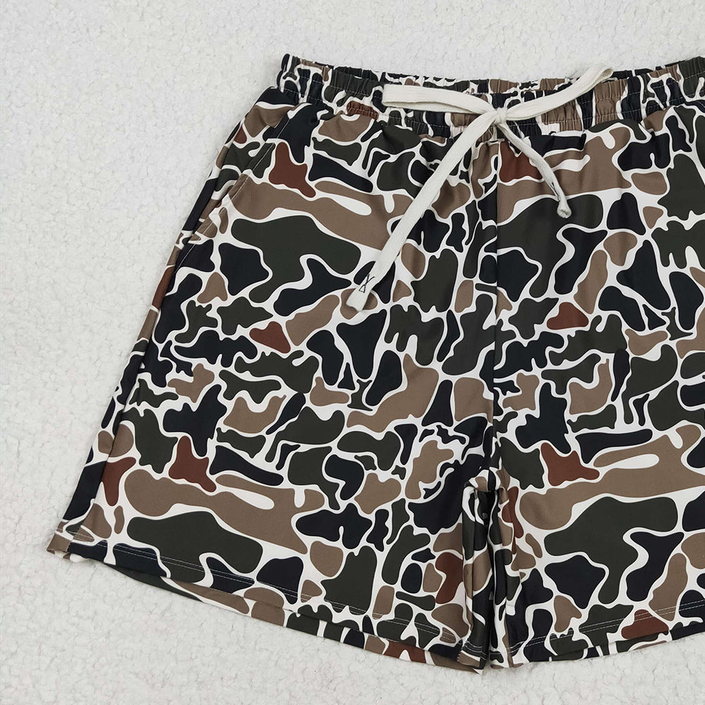 S0478 RTS NO MOQ Adult Men's Swimsuits Brown camo summer adult men swim trunks