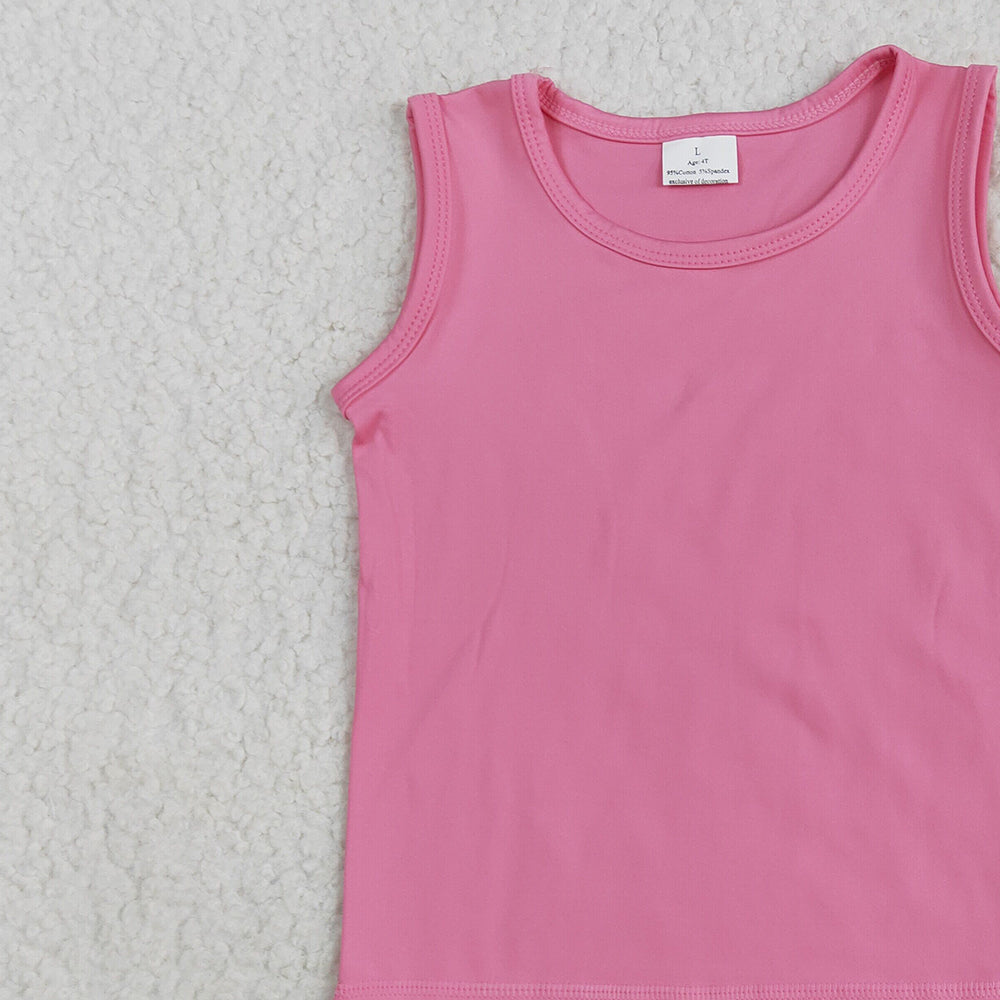 6.25 GT0983RTS NO MOQ Baby Girls Summer Yoga Tank Top Baby Girls Pink Sleeveless Vests Top