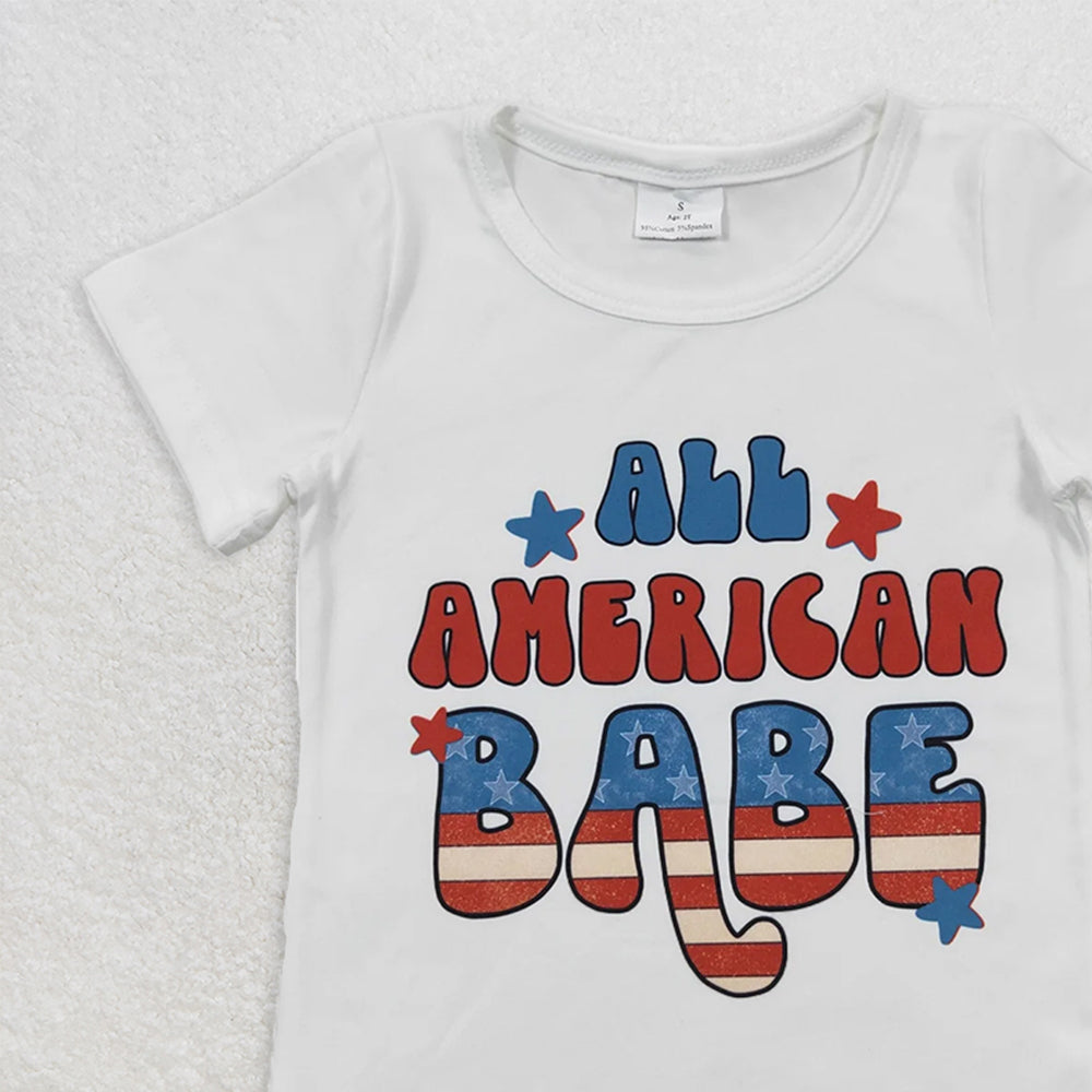 GT0179 RTS NO MOQ Baby Girls Summer Tops Baby Girls All American Babe Short Sleeve Shirts Tops
