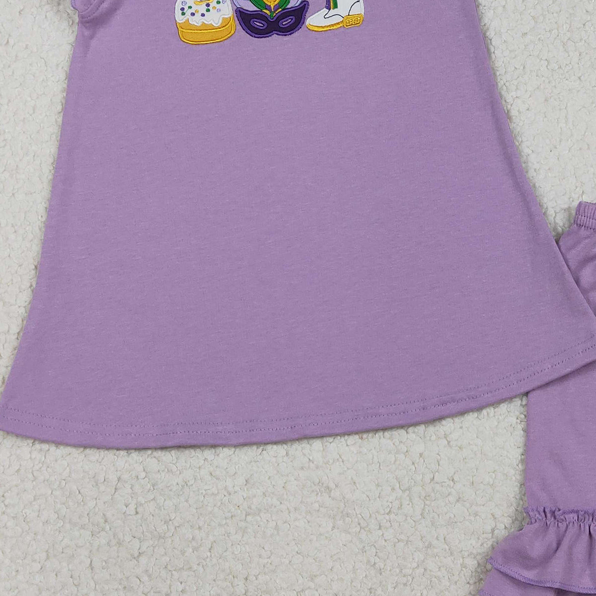 1.20 RTS NO MOQ (In stock)GSSO2828 Embroidery Anchor Masks Donuts Baby Girls Tunic Ruffle Shorts Mardigras Clothes Sets