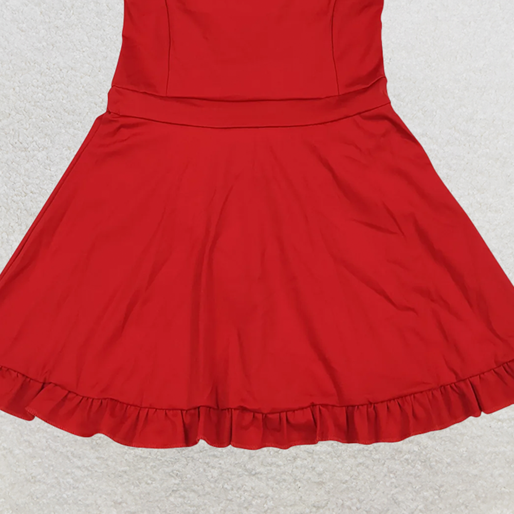 USA Shop (in stock) S0453 RTS NO MOQ Baby Girls Summer Swimsuits Red straps ruffle baby girls summer active wear