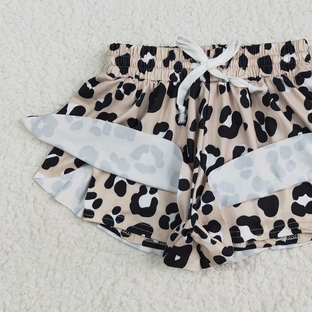 USA Shop (in stock)SS0585 RTS NO MOQ Baby Girls Summer Shorts Baby Girls Black Leopard Summer Shorts Bottoms