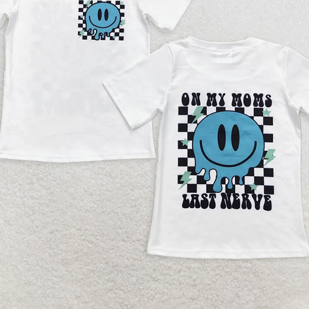 BT0351 RTS NO MOQ Baby Boys Summer Tops Baby Boys Smile Mom Nerve Short Sleeve Shirts