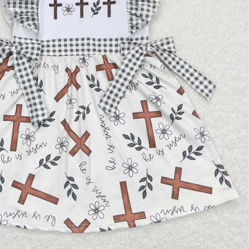 GSD0680Cross Back Floral Girls Easter Dresses with Flutter Sleeves Spring Party Dress for Kids Baby Girl Dress