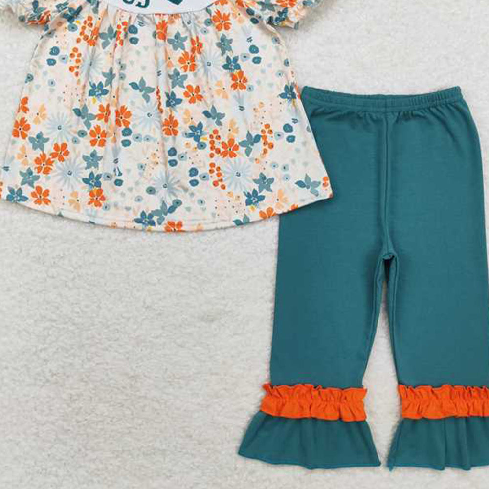 4.30 GSPO1659 RTS NO MOQBaby Girls God is Good Floral Top Pants Outfit