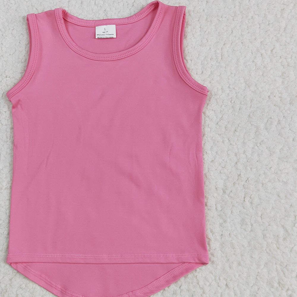 6.25 GT0983RTS NO MOQ Baby Girls Summer Yoga Tank Top Baby Girls Pink Sleeveless Vests Top