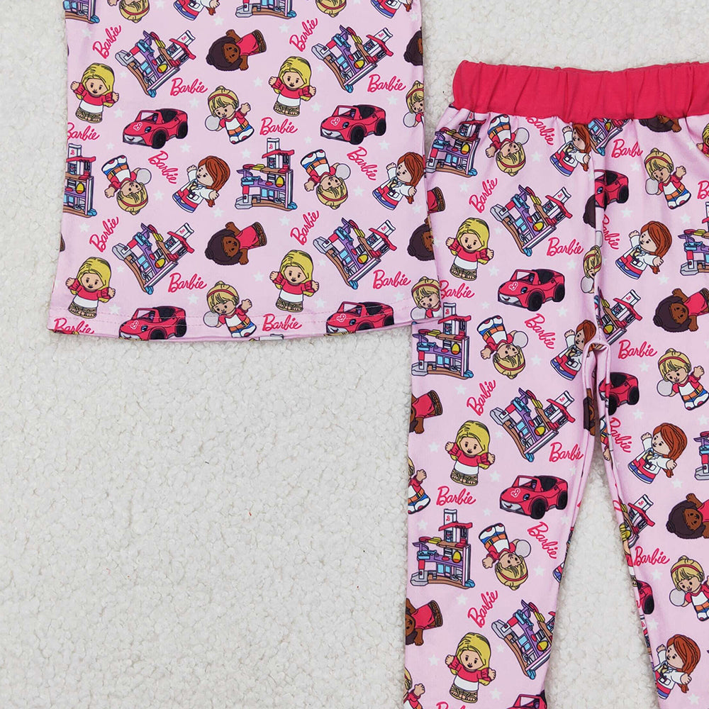 GSPO1996 RTS NO MOQ Flutter sleeves car print pants party girls pajamas set