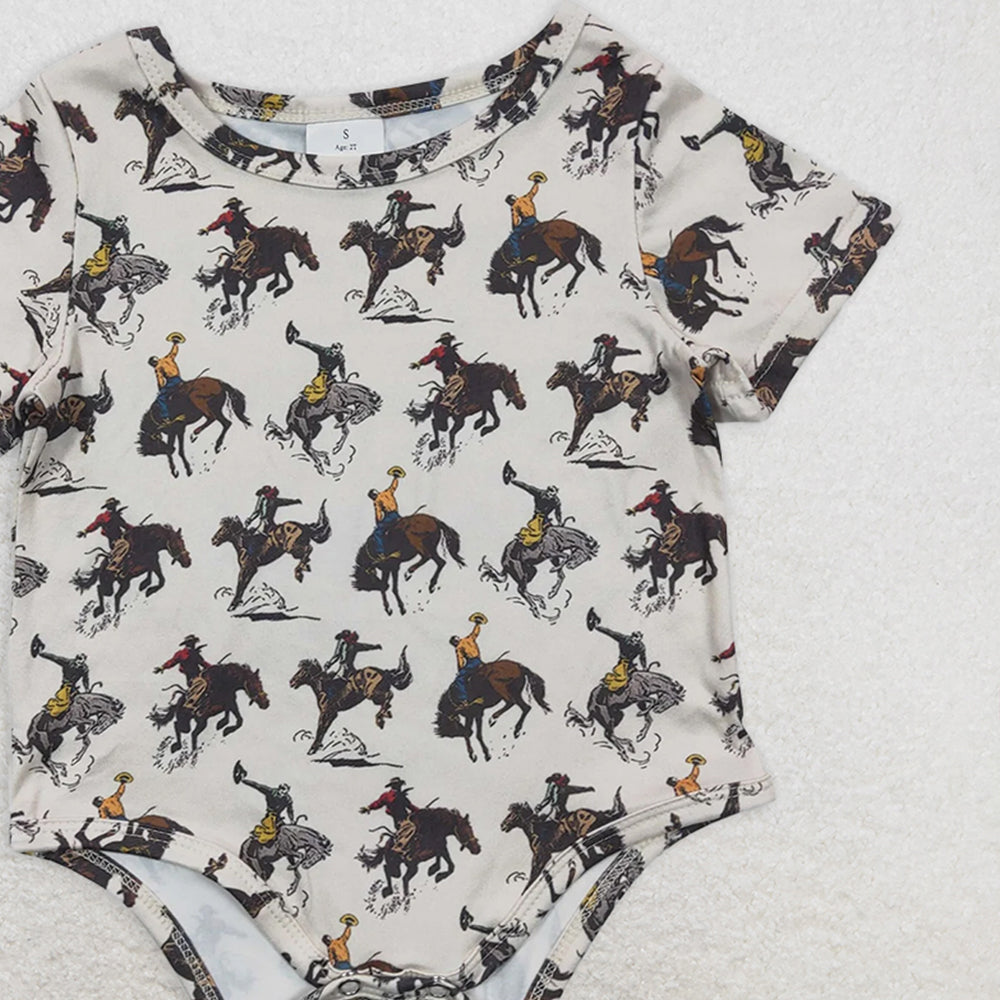 SR0306RTS NO MOQ Baby Boys Summer Rompers Baby Boys Western Rodeo Summer Rompers
