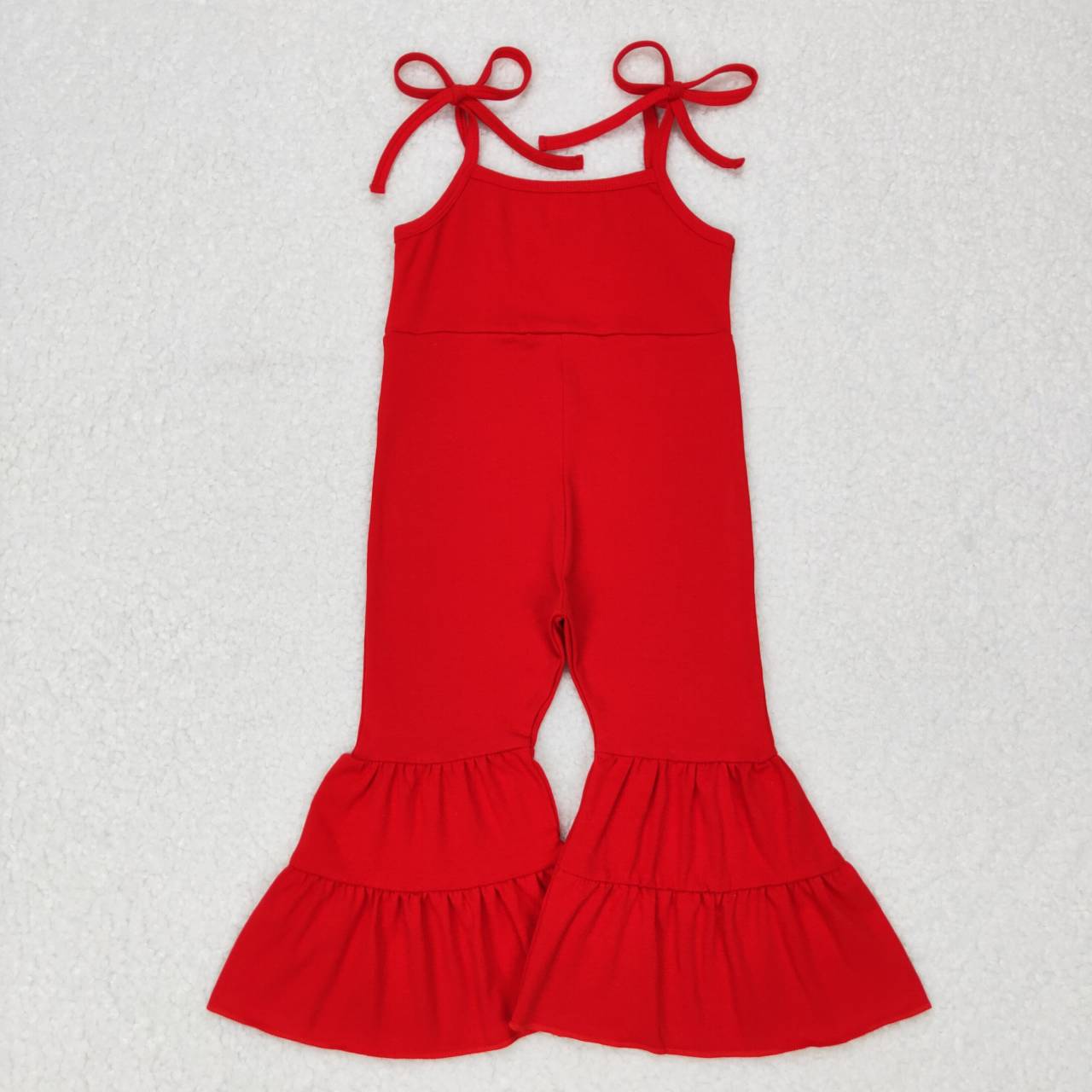 Baby Girls Cotton Suspender Double Lace Flared Overalls