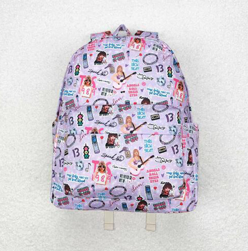 RTS NO MOQ Sibling Cute Clothes Baby Kids Purple Print Backpacks Bags Boxes