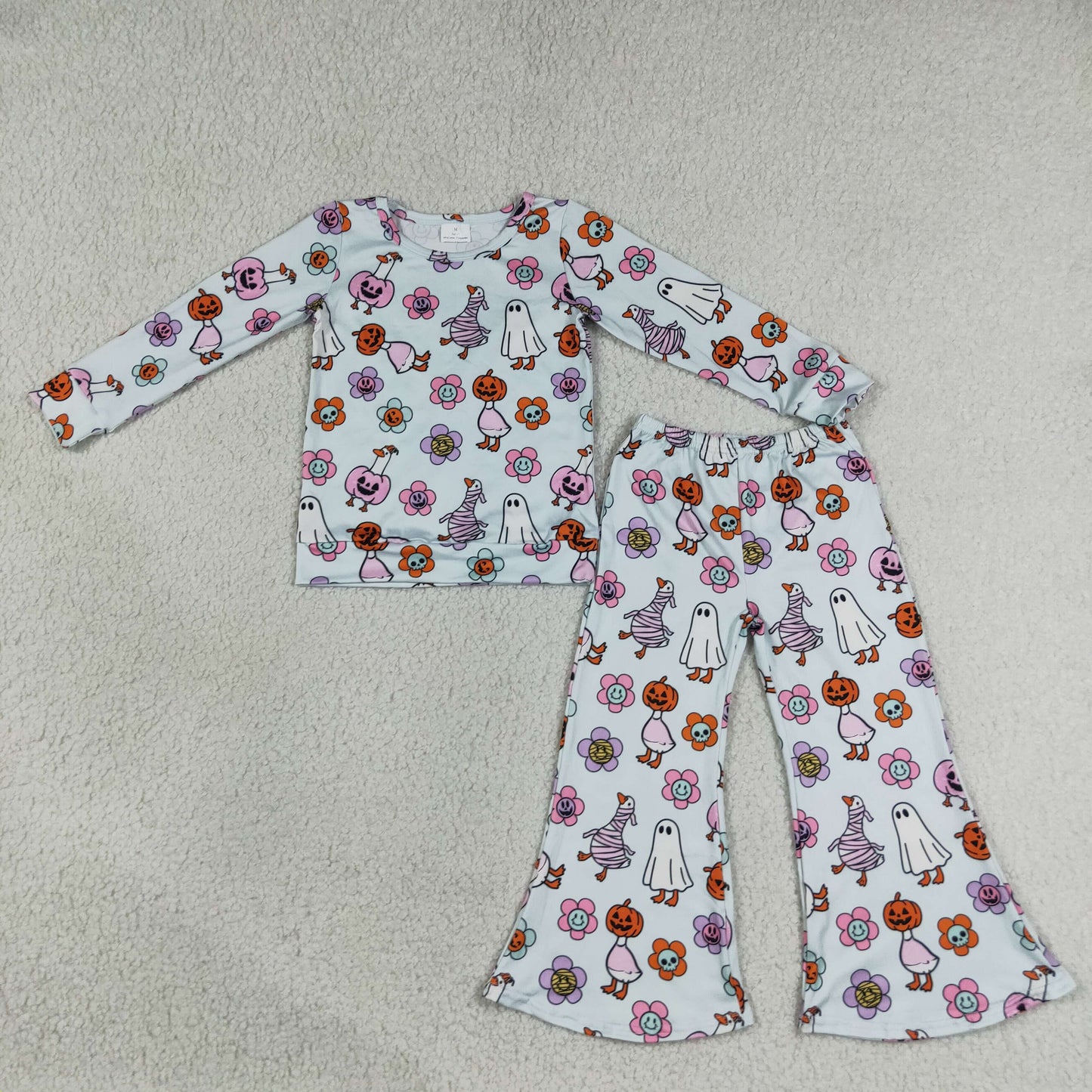 GLP3401 RTS NO MOQ (In stock)Ghost pumpkin smile top pants girls Halloween outfit